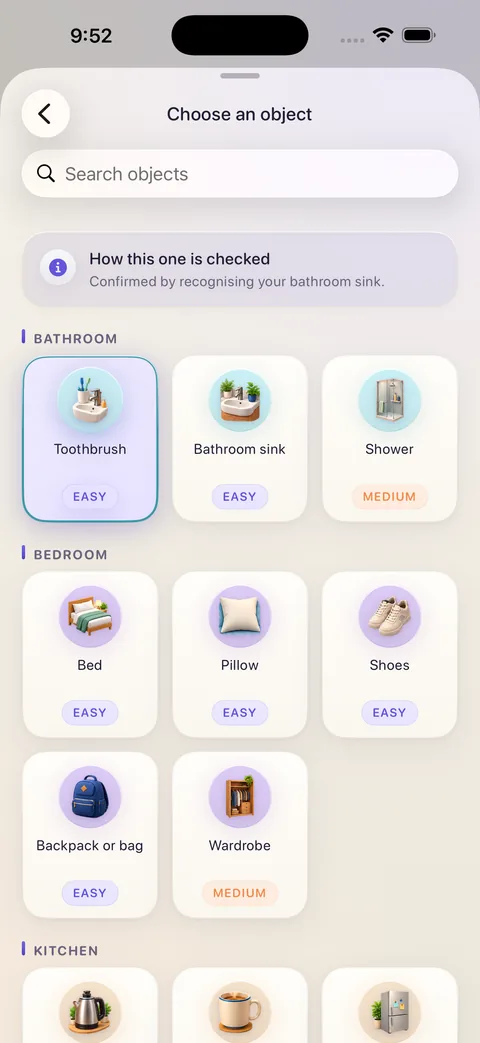 Object Hunt library: 39 everyday objects to choose from